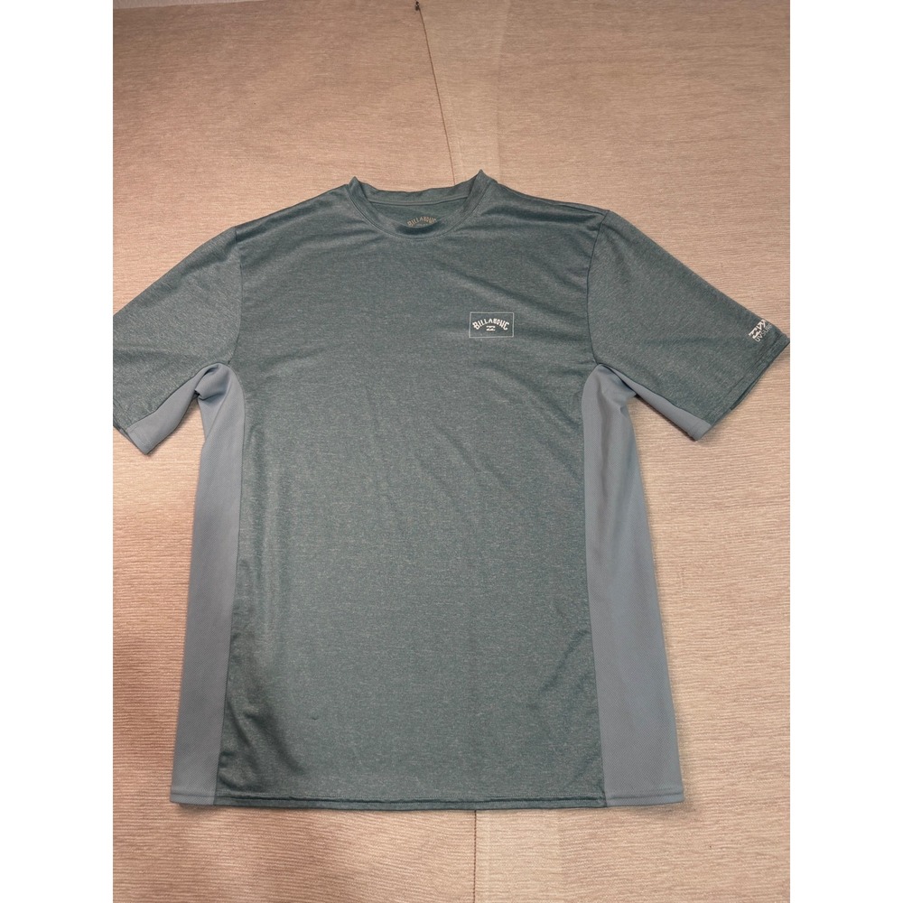 Billabong Mens UV Surf Rash Guard Shirt UPF 50+ Blue Teal Short Sleeve Large